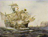 Juan Sebastiano el Cano et son équipage sur la Victoria passent le cap St-Vincent